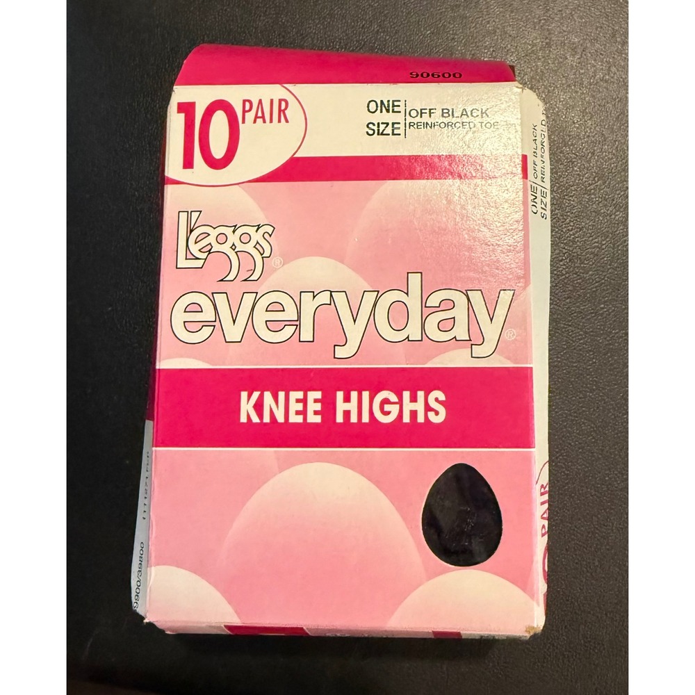 Leggs Womens One Size 10 Pair Knee Highs Off Black Reinforced Toe 90600 NEW
